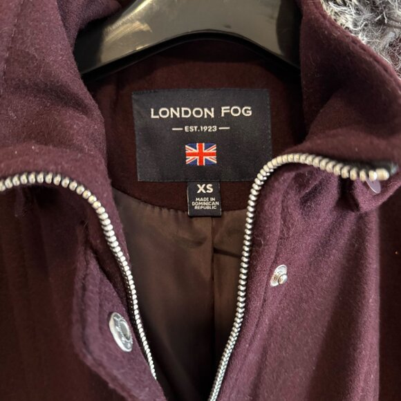 London Fog, Wool Walker coat, XS, burgundy, NWT - Picture 5 of 8